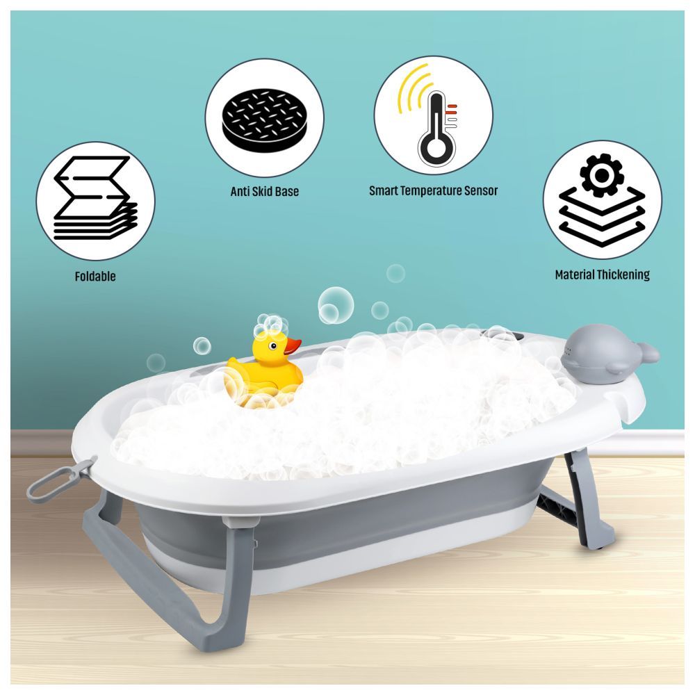 Eazy Kids - Foldable Bathtub w/ Thermometer & Mug - Grey