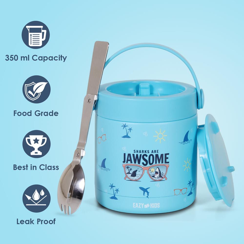 Eazy Kids - Jawsome Shark Insulated Food Jar - Blue - 350ml