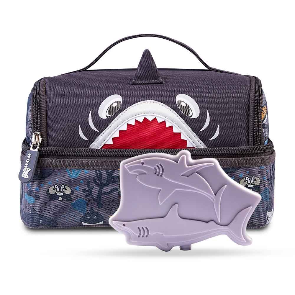 Eazy Kids - Shark Reusable Lunch Bag Ice Pack - Purple - 4pcs