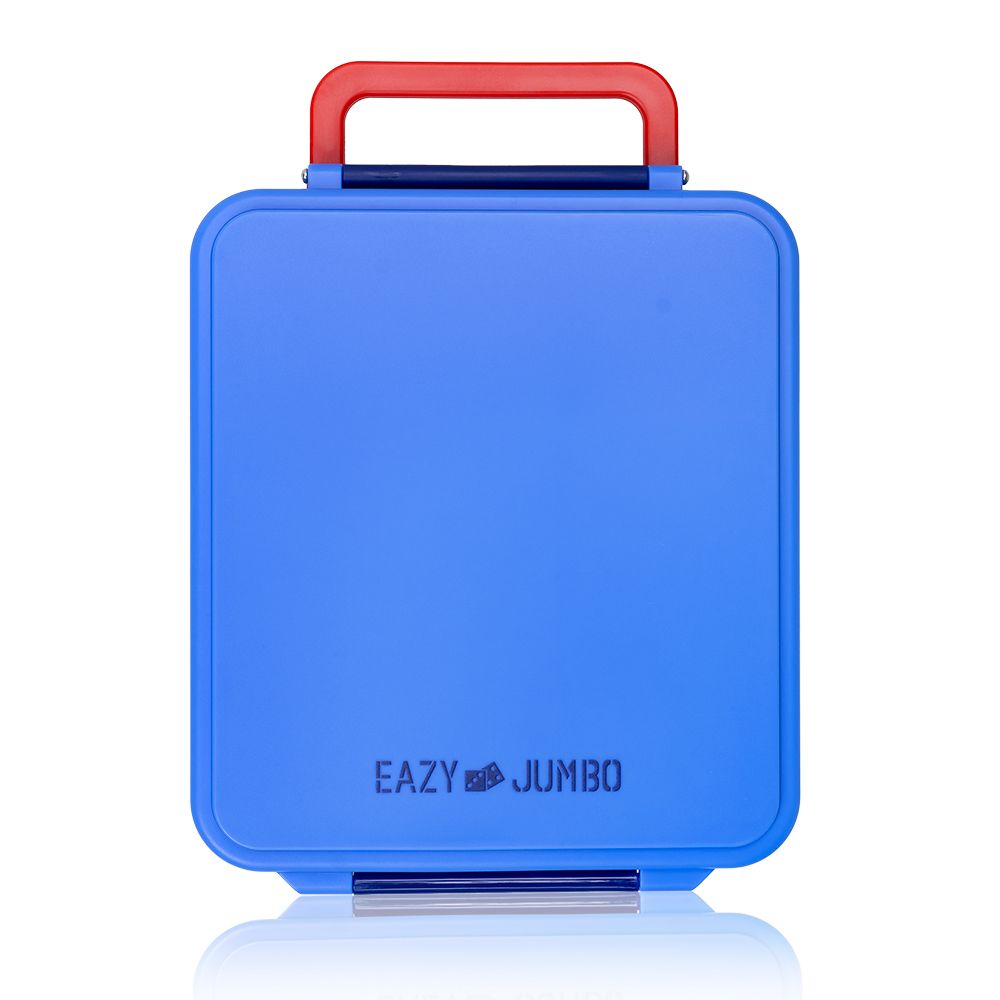 Eazy Kids - 4 Compartment Jumbo Bento Lunch Box With Thermos And Dip Jar - Blue