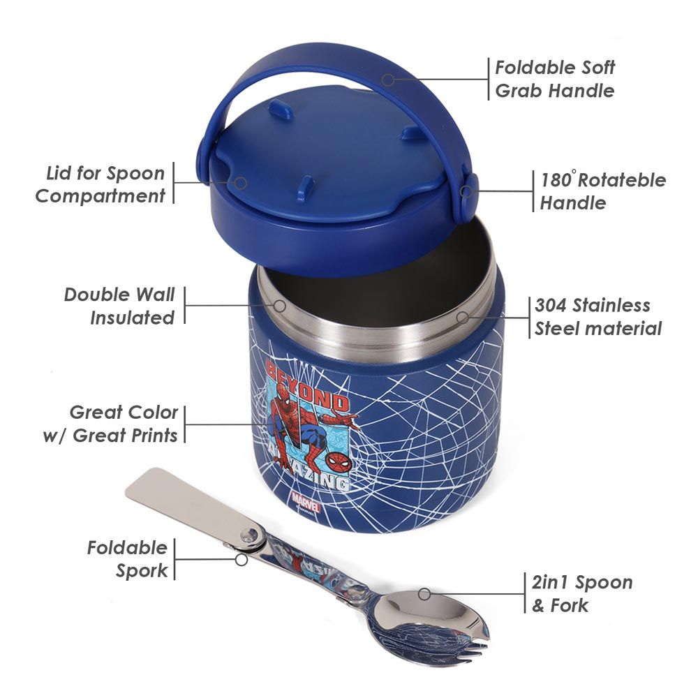 Eazy Kids - Marvel Beyond Amazing Spider-Man Insulated Food Jar - Blue - 350ml