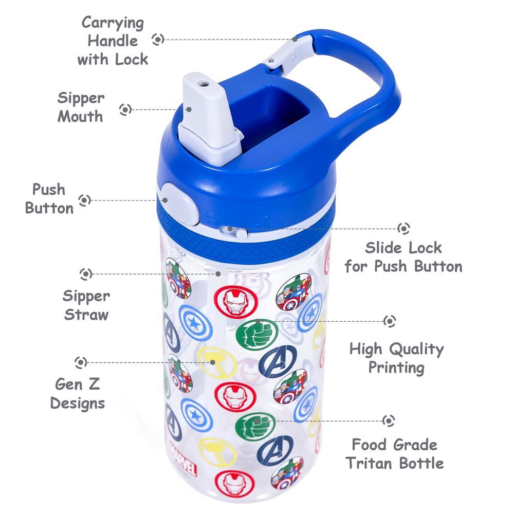 Eazy Kids - Marvel Avengers Tritan Water Bottle - Blue - 420ml