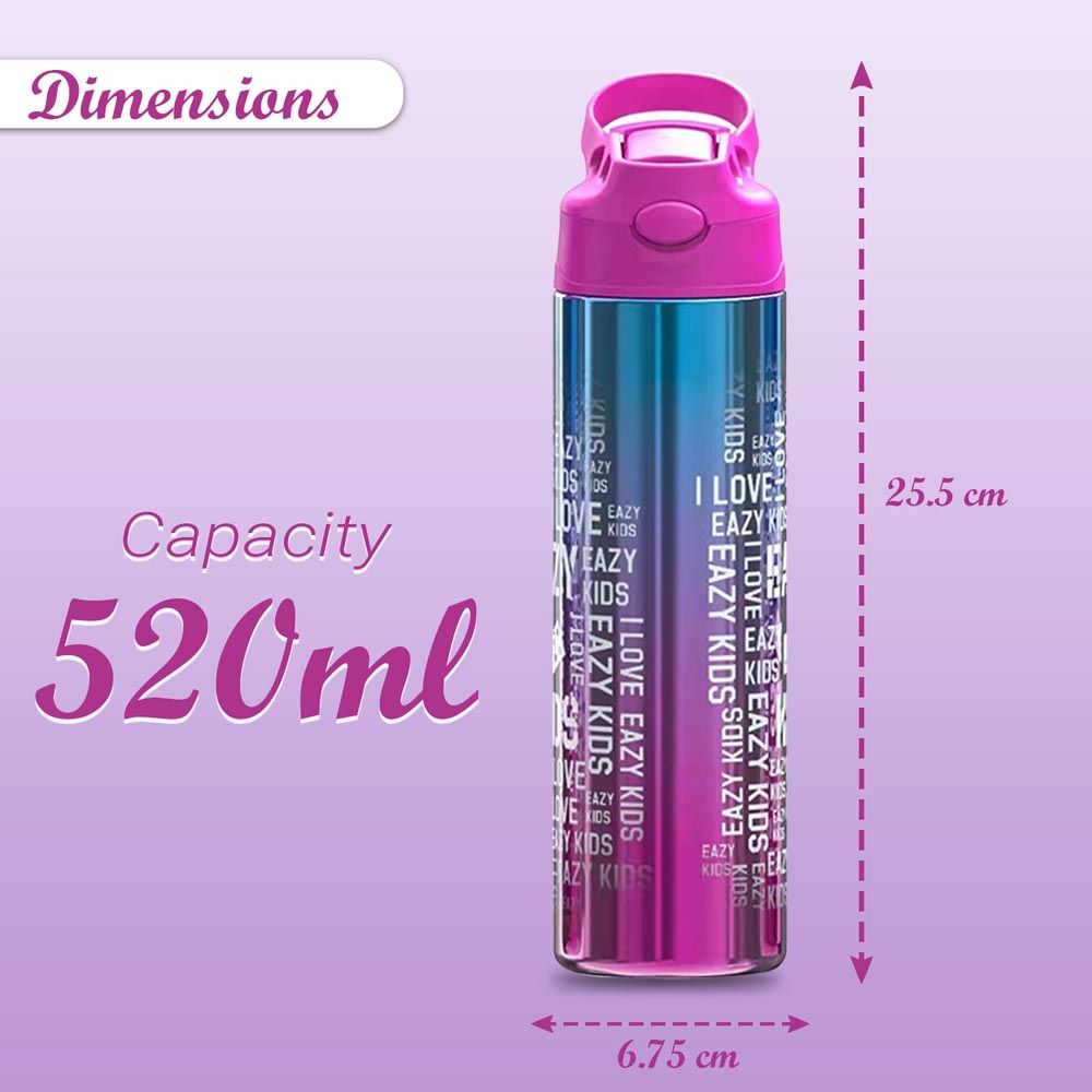 Eazy Kids - Double Wall Stainless Steel Water Bottle - Pink - 530ml