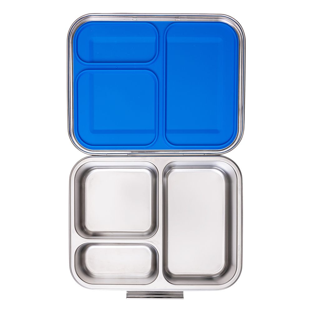 Eazy Kids - 3 Compartment Bento Steel Lunch Box - Blue