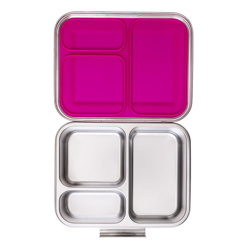 Eazy Kids - 3 Compartment Bento Steel Lunch Box - Pink