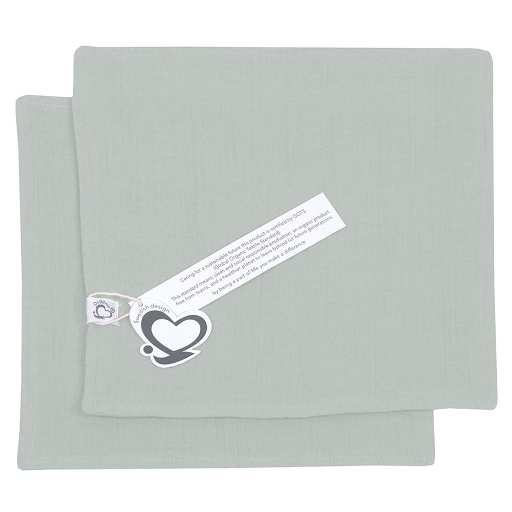 Me - Crinkle Muslin Organic Burp Towel - Dove - 2 Pcs