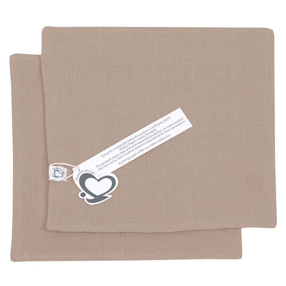 Me - Crinkle Muslin Organic Burp Towel - Nougat - 2 Pcs