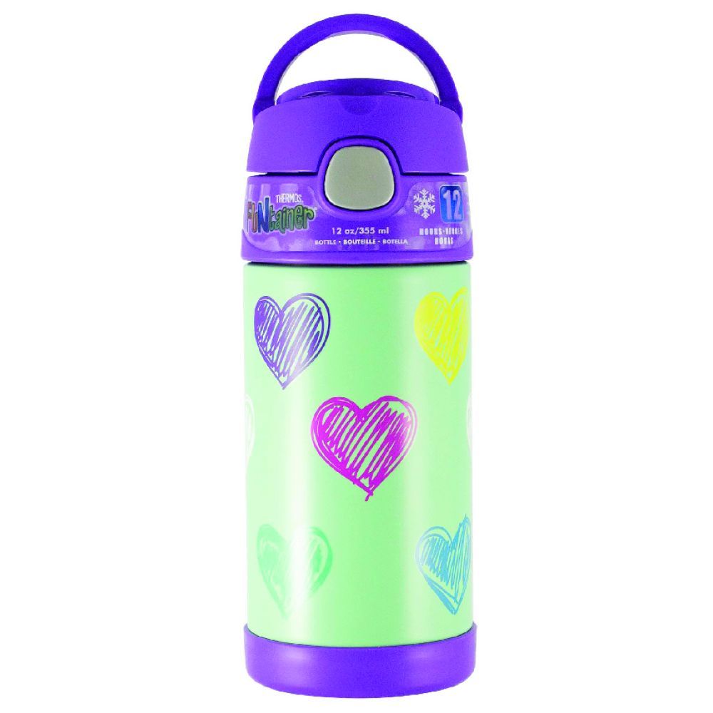 Thermos - Stainless Steel Vaccum Insulated Bottle - Hearts - 355 ml