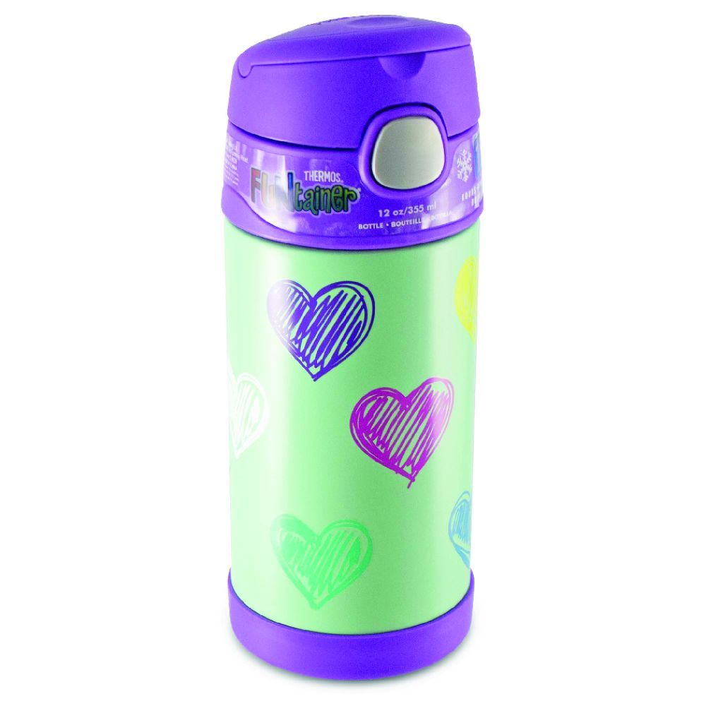 Thermos - Stainless Steel Vaccum Insulated Bottle - Hearts - 355 ml