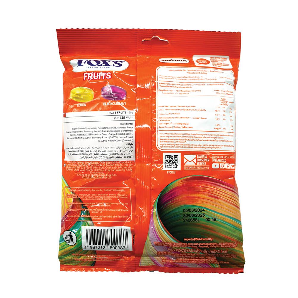 Fox's - Fruits Oval Candy Bag - 125 g