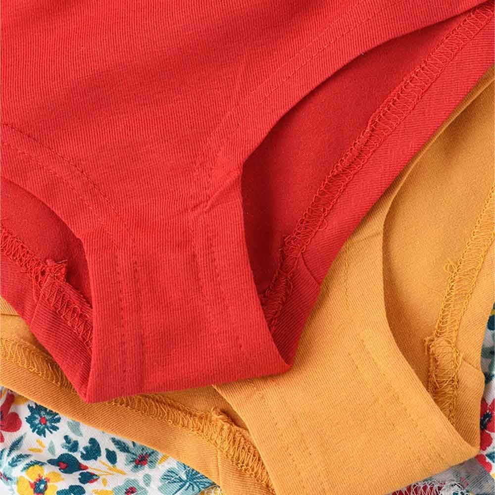 Jelliene - 5pc-Set - Girl's Soft Cotton Briefs - Red/Yellow