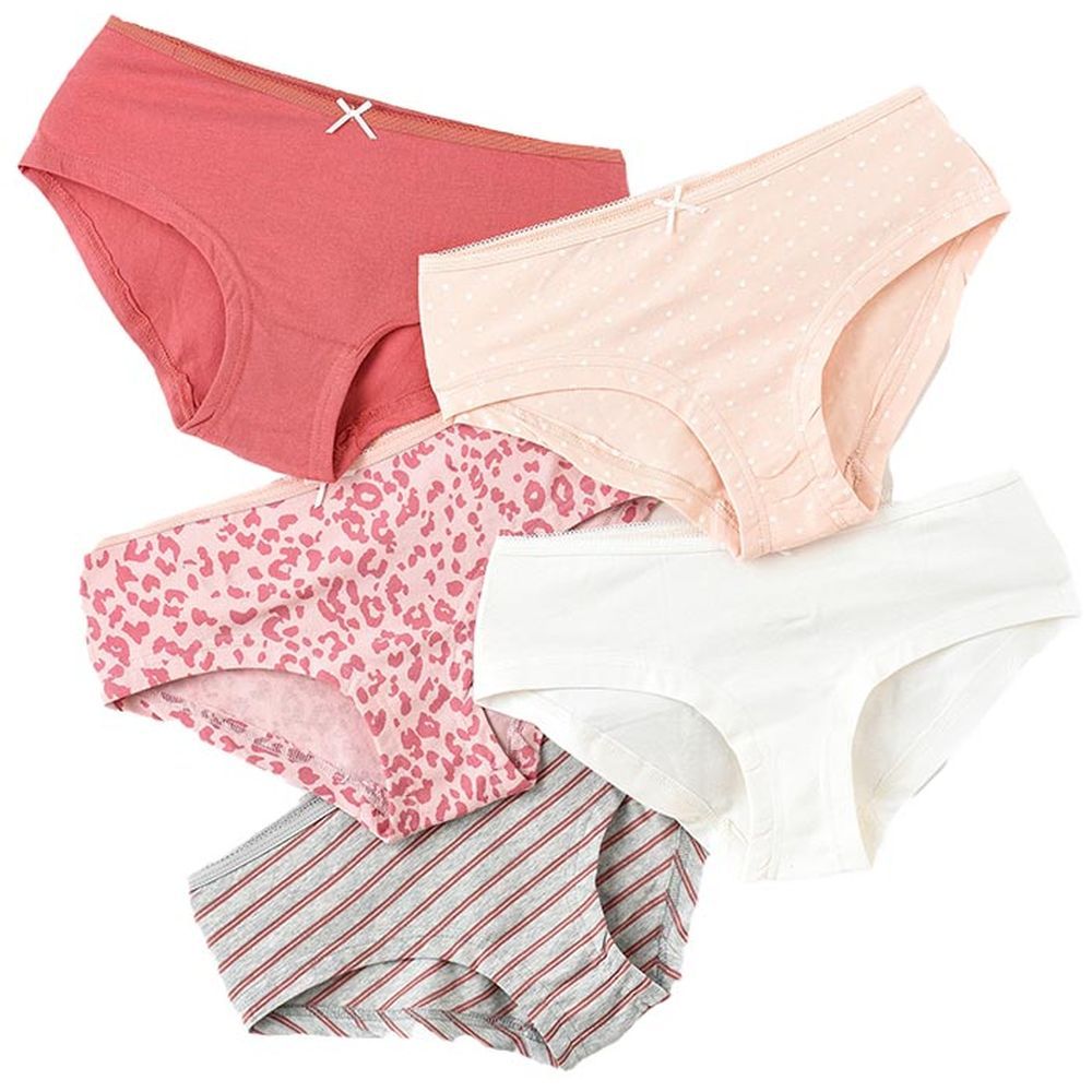 Jelliene - 5pc-Set - Girl's Soft Cotton Briefs - Pink_8-9Y