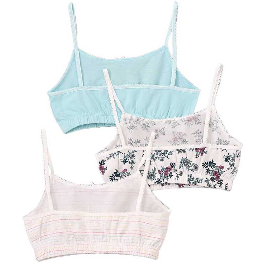 Jelliene - 3pc-Set - Girl's Cotton Training Bras - Blue/White