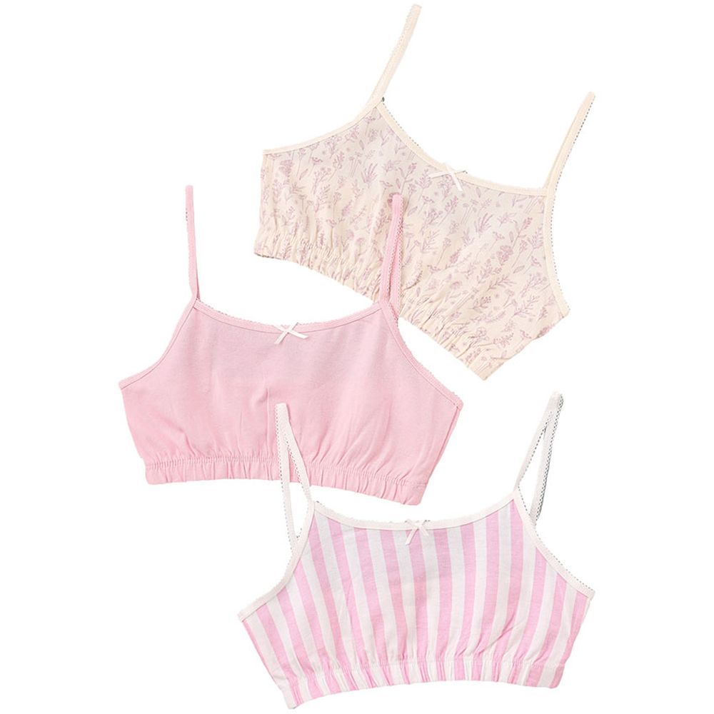 Jelliene - 3pc-Set - Girl's Cotton Training Bras - Pink_8-9Y