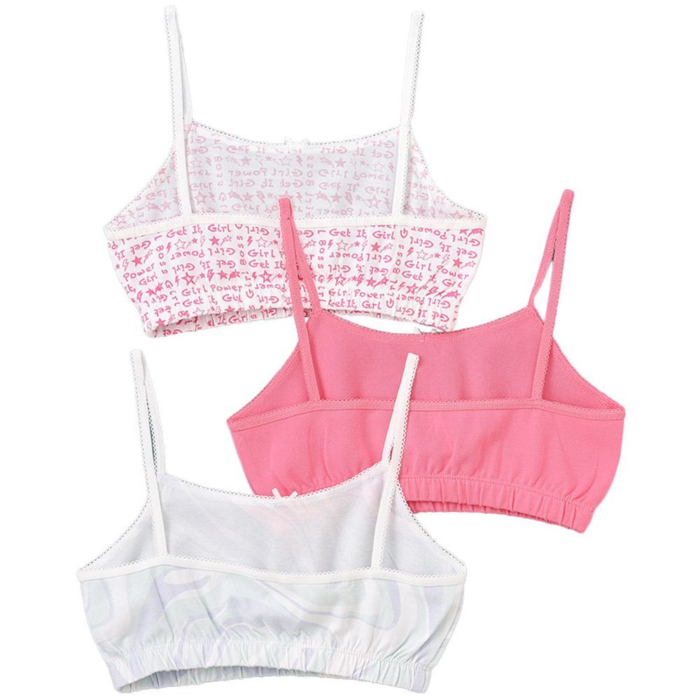 Jelliene - 3pc-Set - Girl's Cotton Training Bras - Pink/White