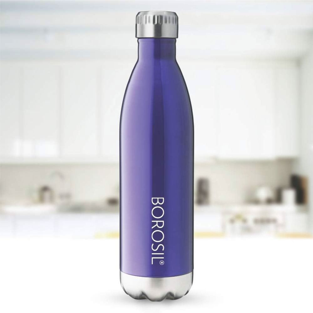 Borosil - Vacuum Insulated Trans Bolt Water Bottle - Blue - 1000 ml