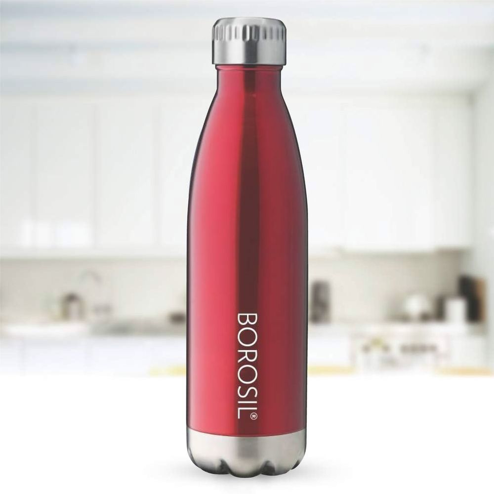 Borosil - Vacuum Insulated Trans Bolt Water Bottle - Red - 1000 ml