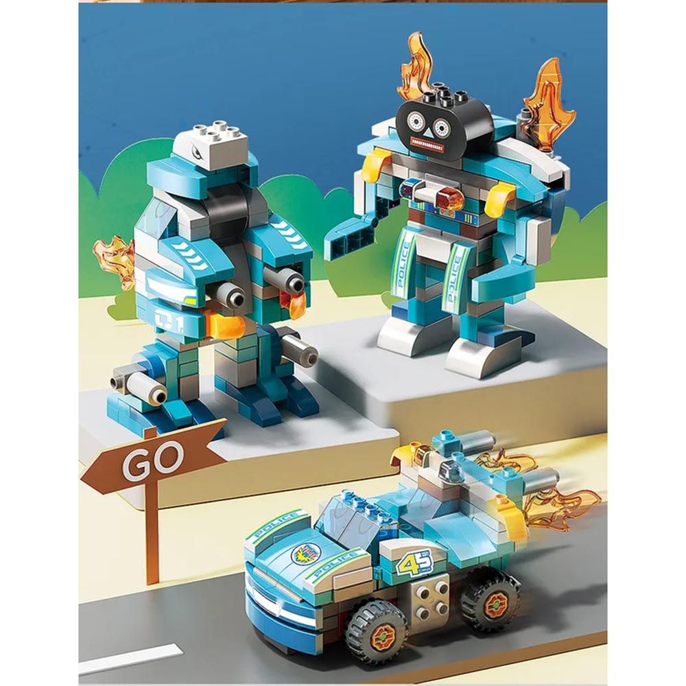 Feelo - Police Car And Robot Building Blocks Set - 182 Pcs