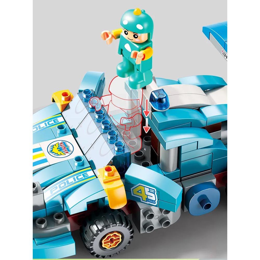 Feelo - Police Car And Robot Building Blocks Set - 182 Pcs