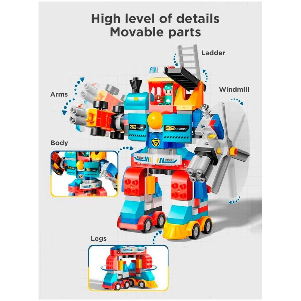 Feelo - 7-In-1 Transformer Robot Building Blocks - 172 Pcs