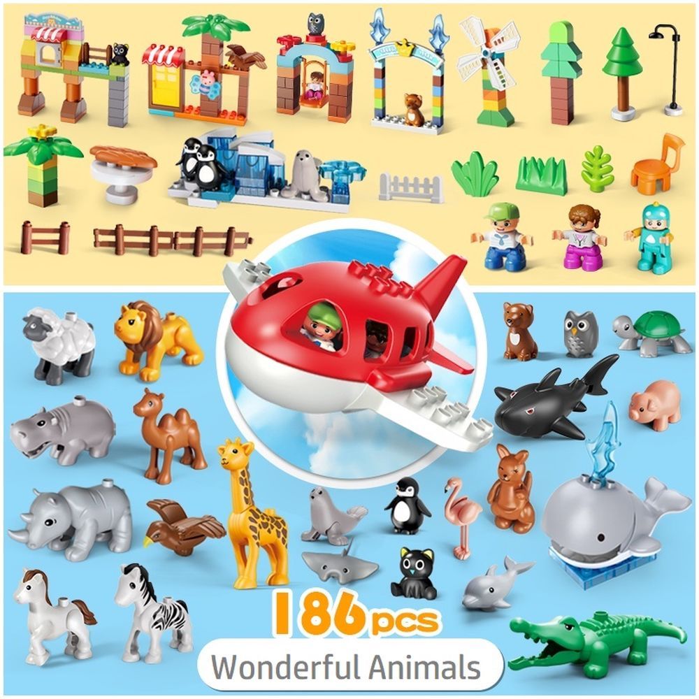 Feelo - Wonderful Animals Building Blocks Set - Blue - 186 Pcs