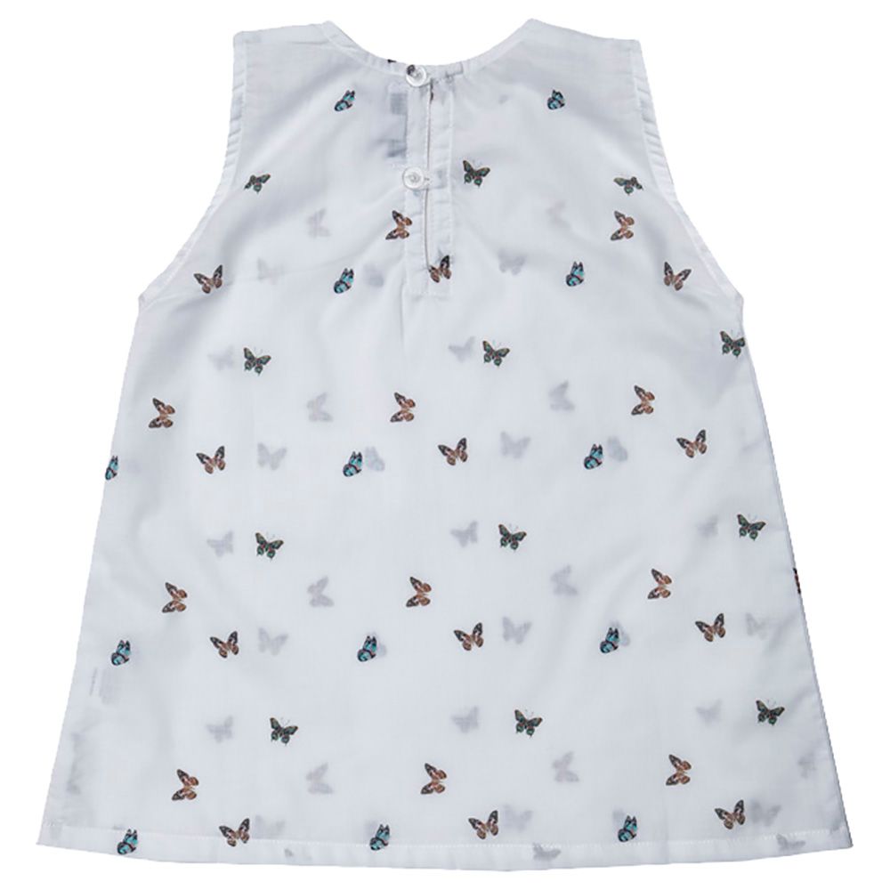 Jules & Juliette - Fleur Sleeveless Baby Blouse - White Butterfly