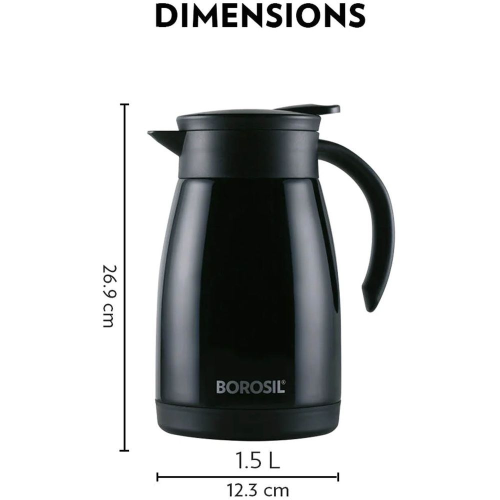 Borosil - Vacuum Insulated Stainless Steel Teapot - Black - 1.5 L