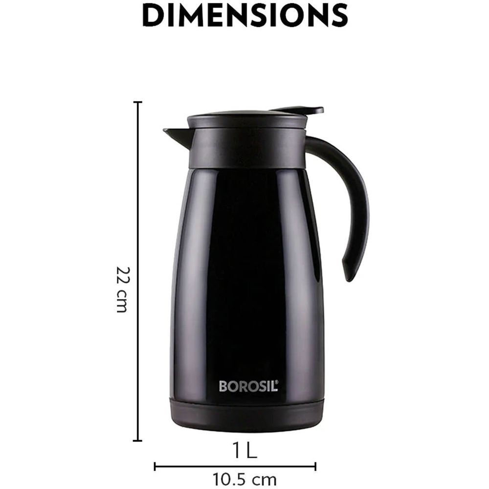 Borosil - Vacuum Insulated Stainless Steel Teapot - Black - 1 Ltr