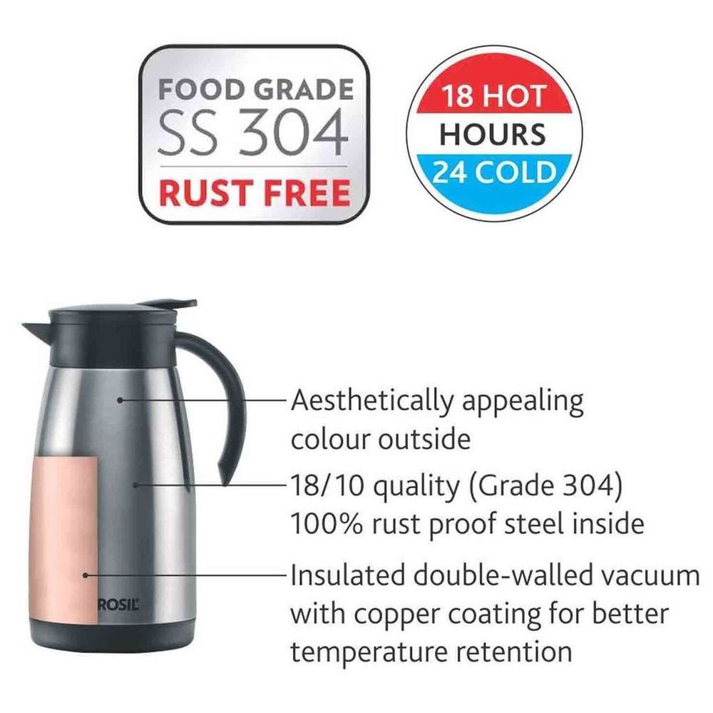 Borosil - Vacuum Insulated Stainless Steel Teapot - Silver - 1 L