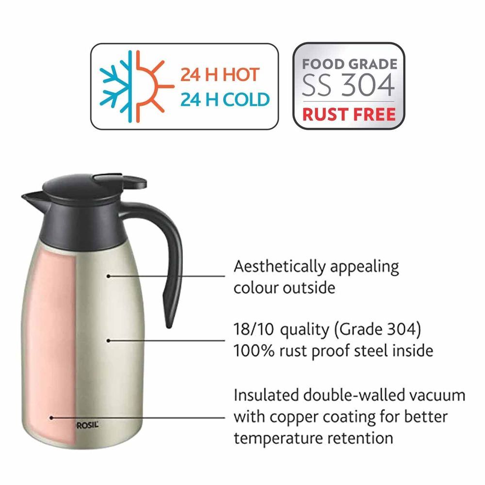 Borosil - Vacuum Insulated Stainless Steel Teapot - Oyster - 2 L