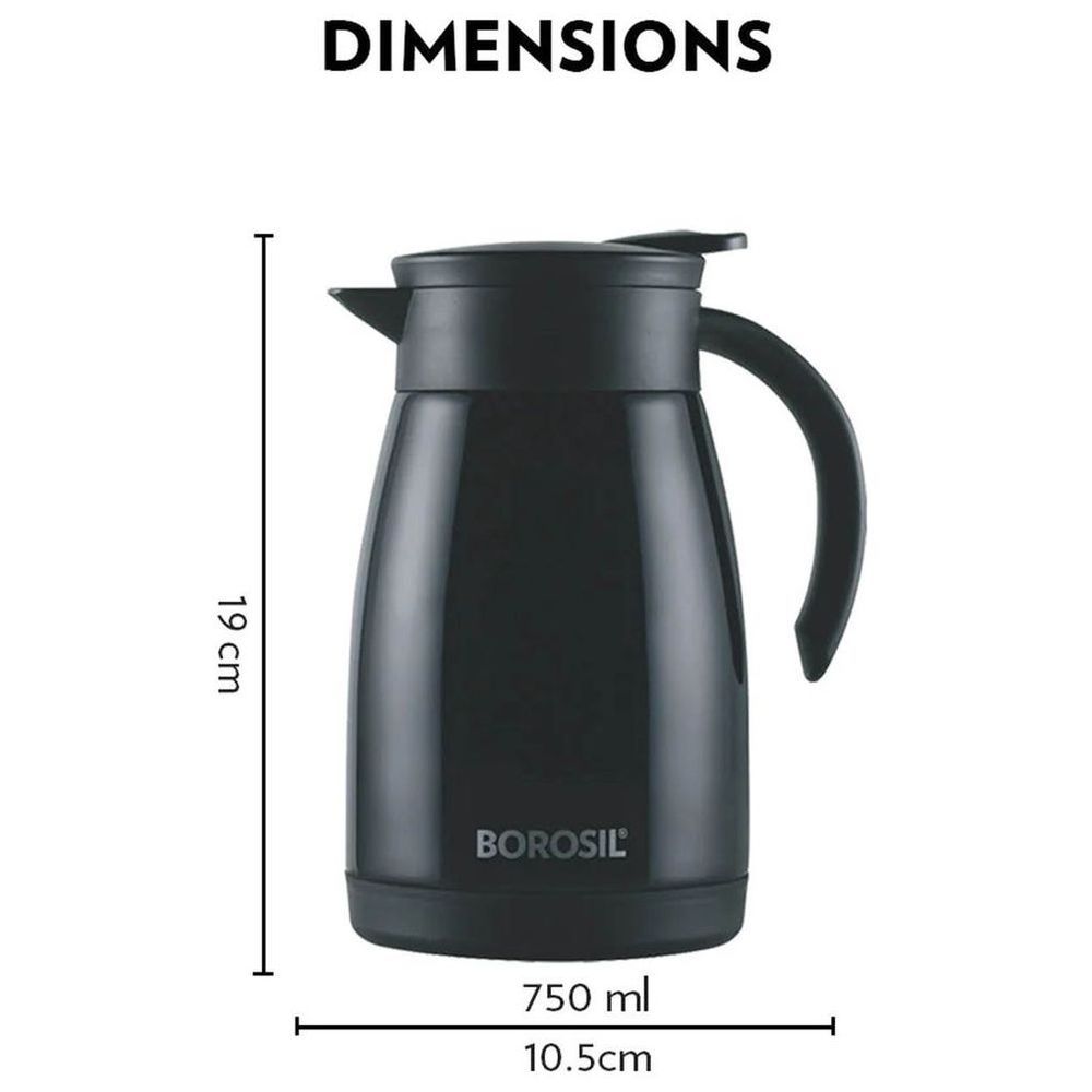 Borosil - Vacuum Insulated Stainless Steel Teapot - Black - 750 ml