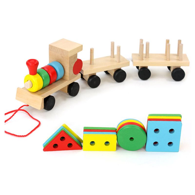 Factory Price - Wooden Pull Along Puzzle Train Set