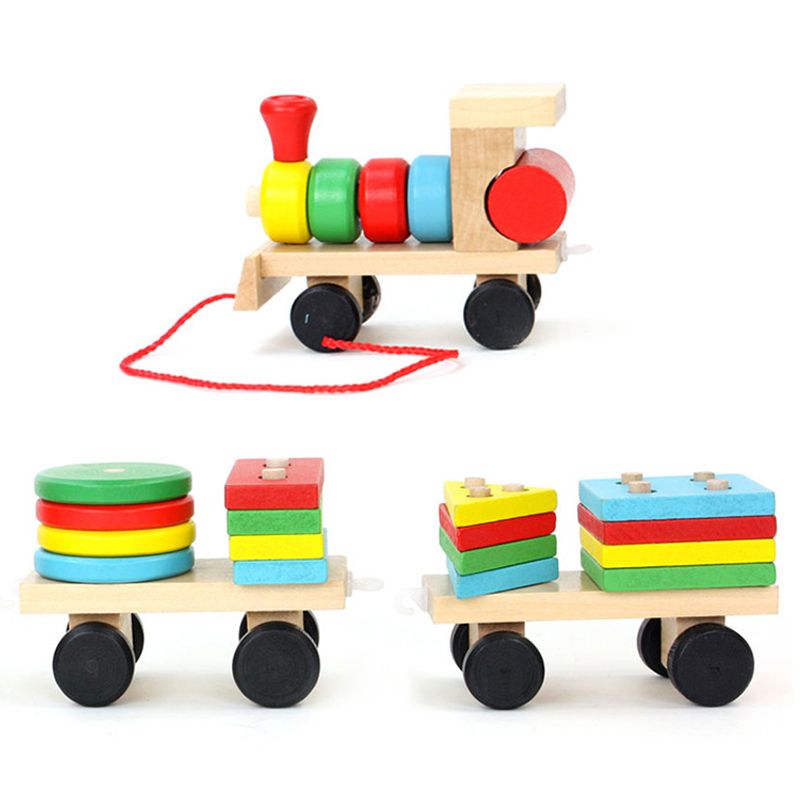 Factory Price - Wooden Pull Along Puzzle Train Set