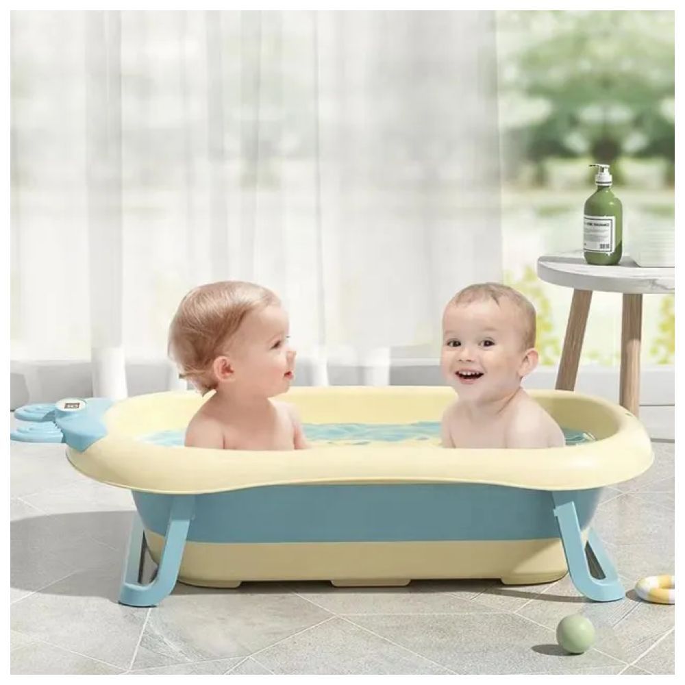 Bumble & Bird - Foldable Bathtub w/ Digital Thermometer - Light Blue