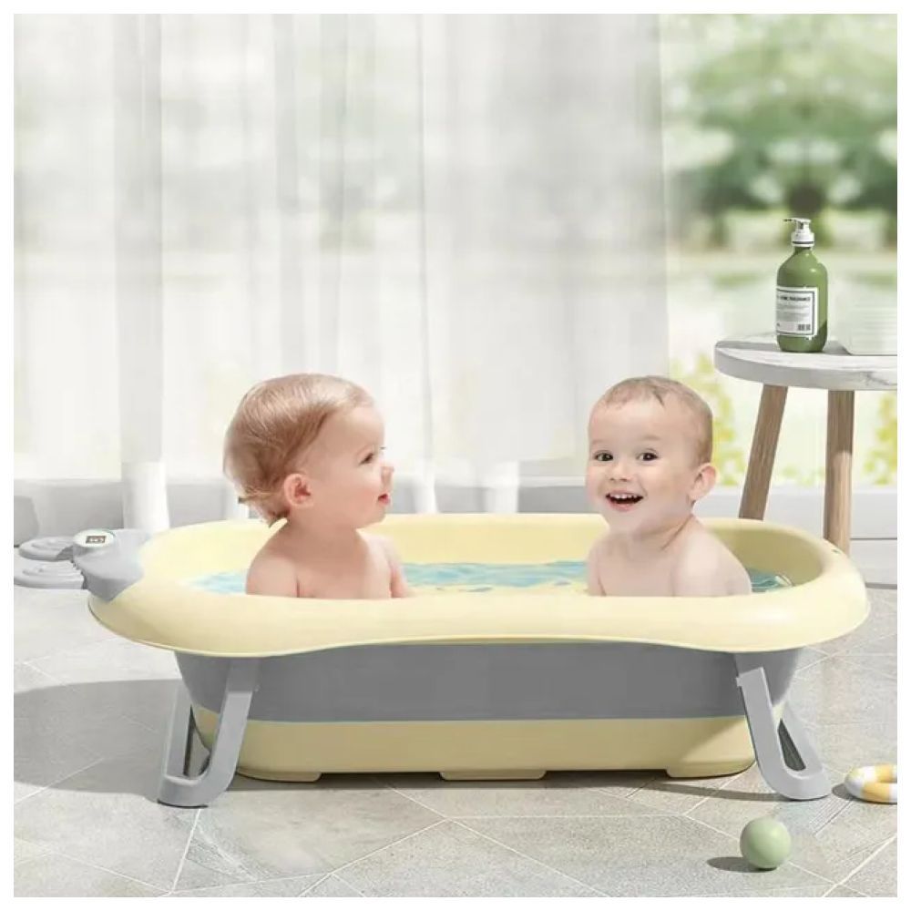 Bumble & Bird - Foldable Bathtub w/ Digital Thermometer - Light Grey