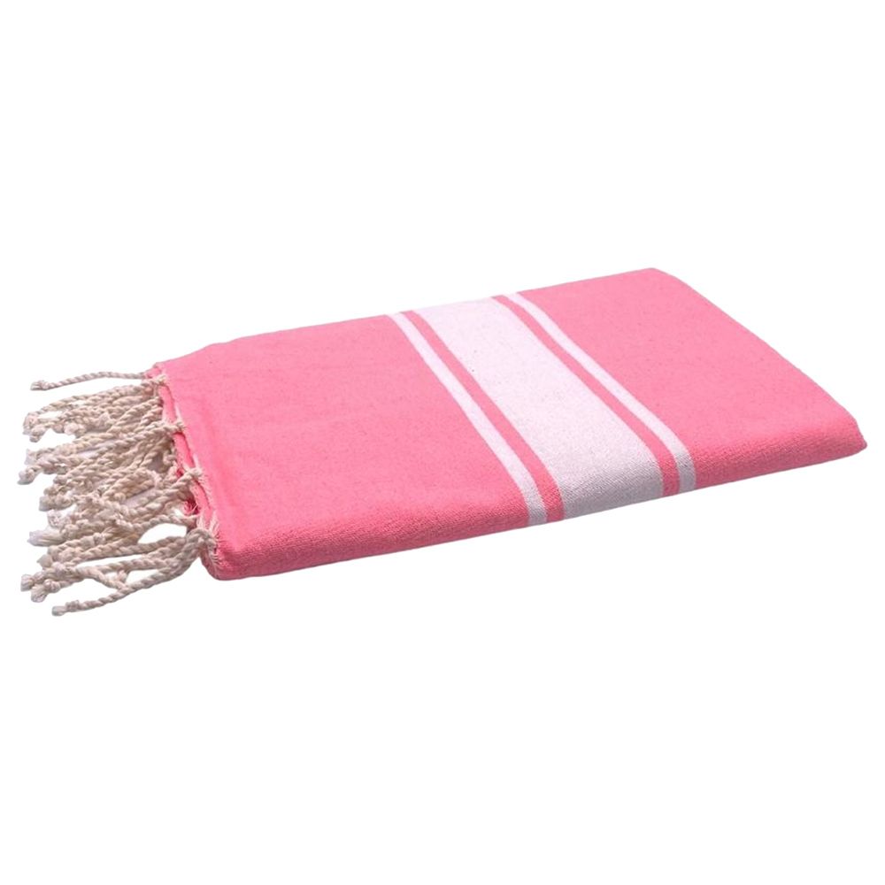 Hammam Corner - 100% Recycled Cotton Classic Beach Towel - Pink