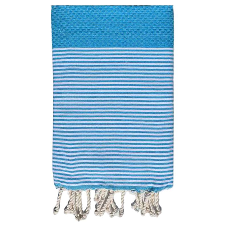 Hammam Corner - 100% Recycled Cotton Honeycomb Beach Towel - Sky Blue