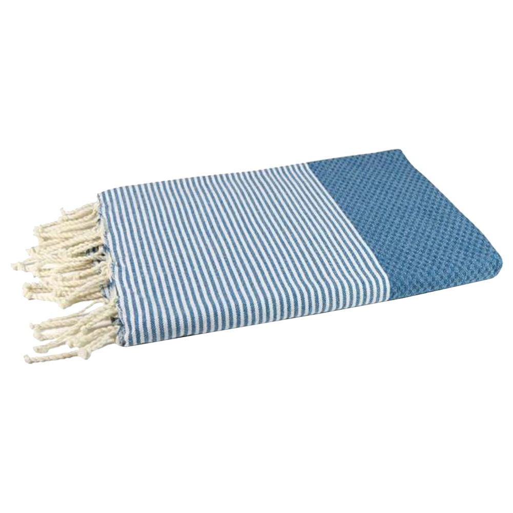 Hammam Corner - 100% Recycled Cotton Honeycomb Beach Towel - Turquoise