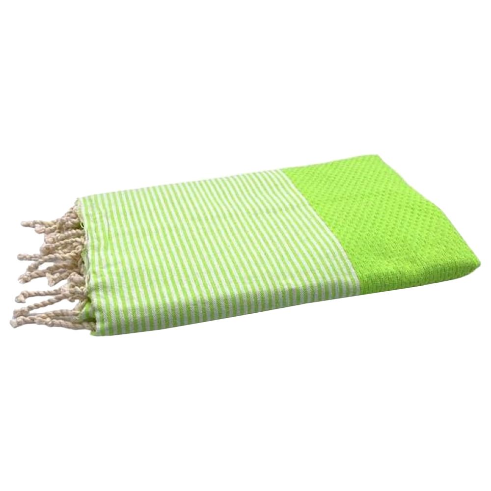 Hammam Corner - 100% Recycled Cotton Honeycomb Beach Towel - Green