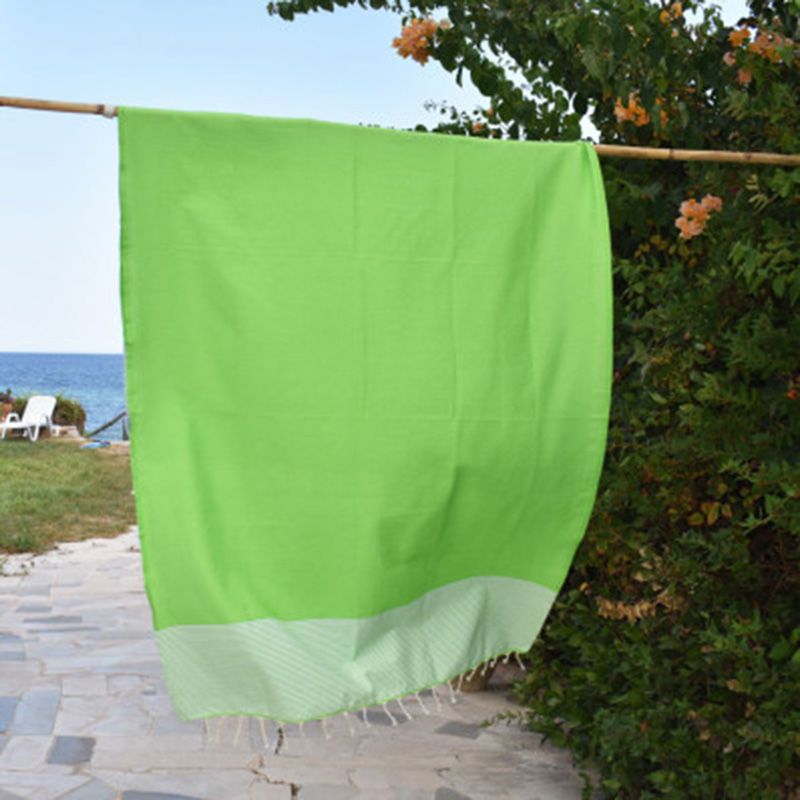 Hammam Corner - 100% Recycled Cotton Honeycomb Beach Towel - Green