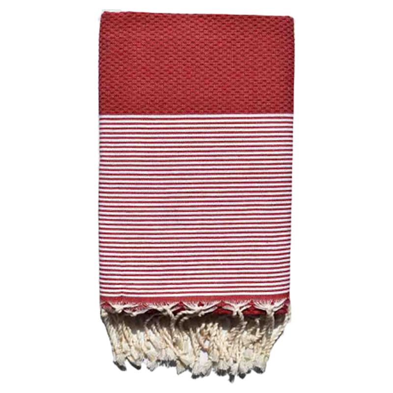 Hammam Corner - 100% Recycled Cotton Honeycomb Beach Towel - Red