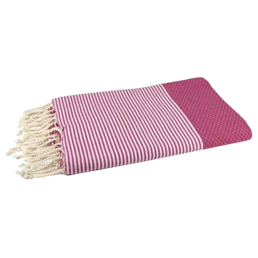 Hammam Corner - 100% Recycled Cotton Honeycomb Beach Towel - Fushia