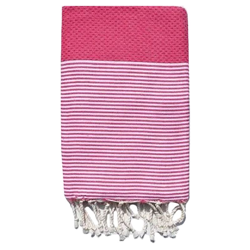 Hammam Corner - 100% Recycled Cotton Honeycomb Beach Towel - Fushia