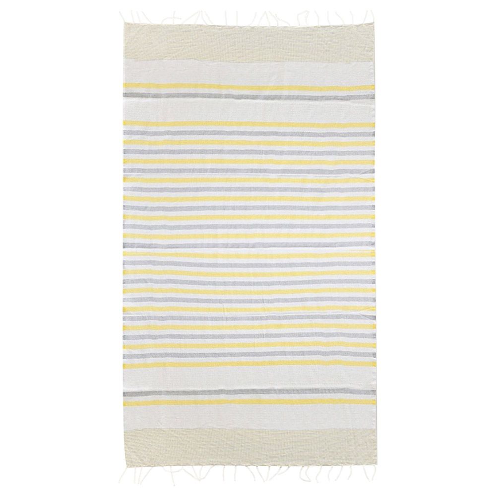 Hammam Corner - 100% Recycled Cotton Lux Beach Towel - Grey Yellow