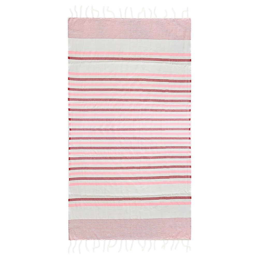 Hammam Corner - 100% Recycled Cotton Lux Beach Towel - Red Pink