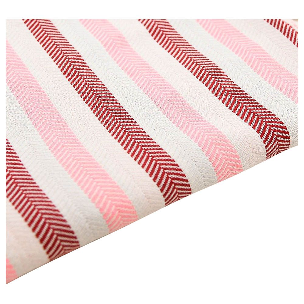 Hammam Corner - 100% Recycled Cotton Lux Beach Towel - Red Pink