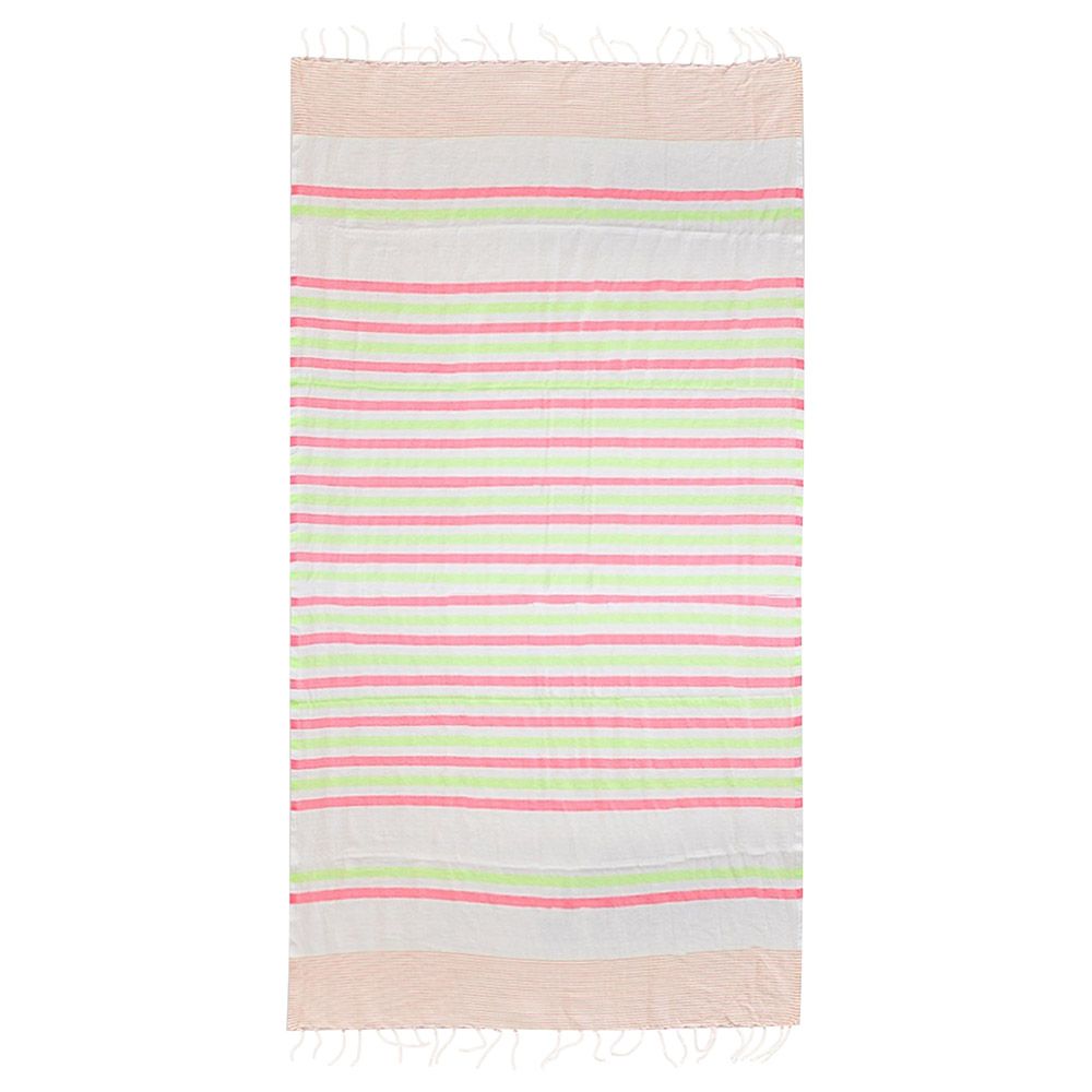 Hammam Corner - 100% Recycled Cotton Lux Beach Towel - Pink Granny