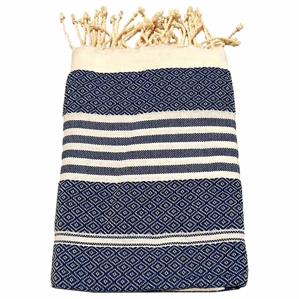 Hammam Corner - 100% Recycled Cotton Diamond Beach Towel - Blue