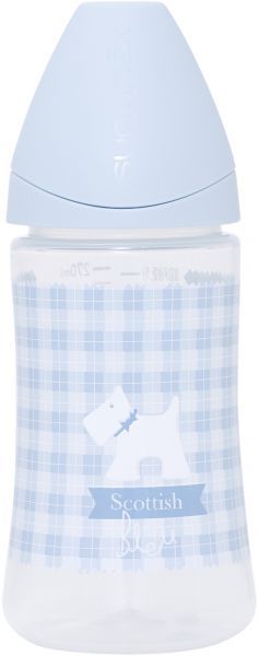 Suavinex - Wide Neck Bottle Anatomical Silicone Teat 270ml T1M Blue - Scottish