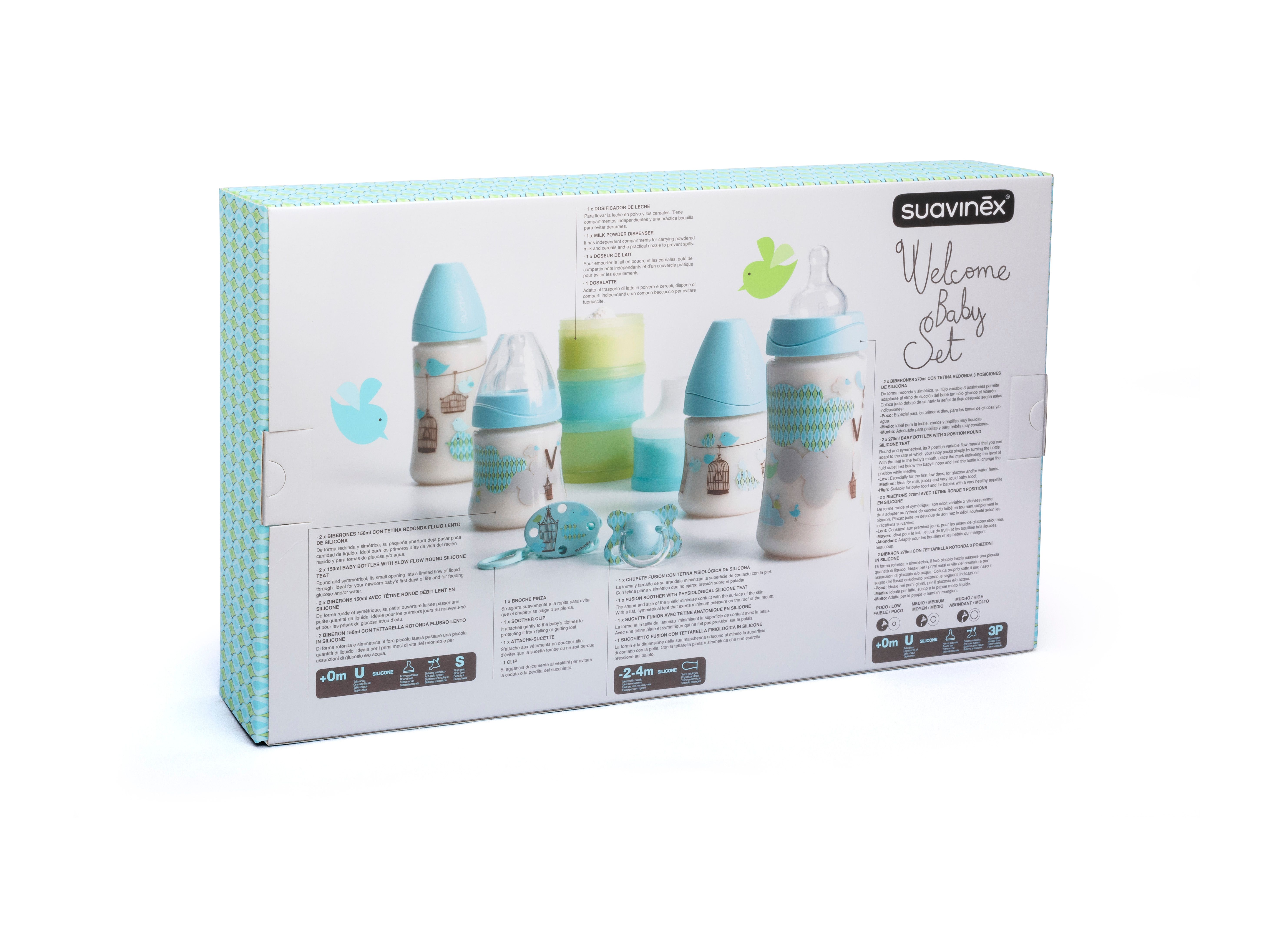 Suavinex Welcome Baby Set + Toddler Boo Feeding Set - Boy